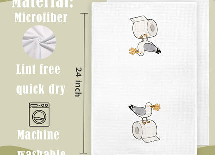 YTRGI Seagull Hand Towels - Seagulls Gifts for Bird Lovers, Seagull Bird Decor, Coastal Nautical Beach Sea Gull Decorative Hand Dish Tea Towels for Kitchen Bathroom, 16x24 Inch