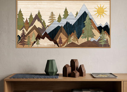 Ausri Boho Mountain Pine Tree Framed Canvas Wall Art Set -20"x40"