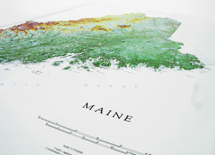 3D Maine Raised Relief Map | Topographic Wall Map, Feel the Terrain | 22.5" x 32.5" | USGS Topographic Data | Vacuum-Formed | Hubbard Scientific
