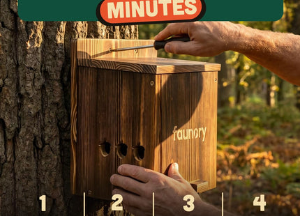 Faunory Squirrel House, Outdoor Wooden Squirrel Nesting Box with Predator Guard, DIY Squirrel Box for Trees, Gardens and Backyards