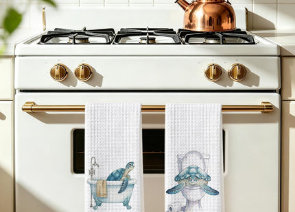 2 Pcs Funny Sea Turtle Bathroom Hand Towels, Sea Turtle Gifts Dish Towels