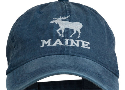 e4Hats.com Maine State Moose Embroidered Washed Dyed Cap - Navy OSFM