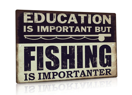 Putuo Decor Funny Fishing Metal Tin Sign, But Fishing Is Importanter Lake House Decor12 x 8 Inches-Fishing Decor