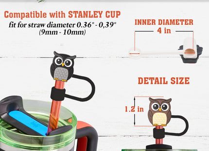 Owl Straw Topper, 10mm (0.4in) Cute Owl Straw Topper, Covers for Stanley Cup - Owl Accessories, Decor, Stuff, Things, Birthday Decoration, Gifts for Lovers, Women, Kids, Girls