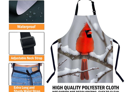 Xuwenz Red Cardinal Waterproof Apron Kitchen Chef Aprons Bibs for Grooming Cooking Baking Painting Gardening