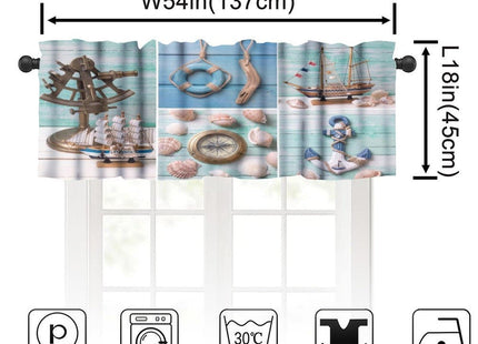 SXXLDNG Nautical Curtain Valance for Windows Living Room Kitchen Farmhouse, Hawaiian Ocean Animal Teal Short Rod Pocket Tier Curtain Window Treatment, 1 Panel 54x18