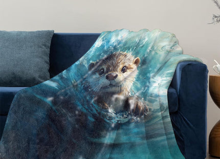 Mounidso Otter Blanket, Otter Themed Flannel Blanket Gifts for Women, Soft Warm Lightweight Blankets for Living Room Home Travel Decor 40" x 50"