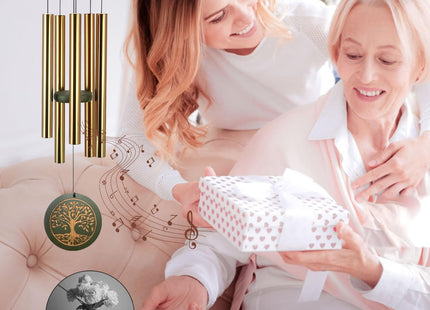 Wind Chimes for Outdoor & Gifts – Engraved Tree of Life