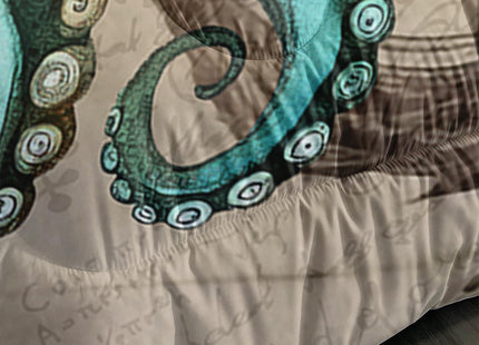 AILONEN 3D Pirate Captain Skull Comforter Set Twin Size, Octopus Dolphin Bedding Set for Kids Boys Girls,Nautical Theme Bed in a Bag Duvet Set,1 Quilt and 2 Pillowcases,3PCS