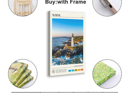 DADADADANIU Maine Photo, Maine Wall Decor, United States Poster, USA Outstanding Landscape Wall Art Poster for Home School Wall Hanging Office Kitchen Decor GiftFrame 16x24inch