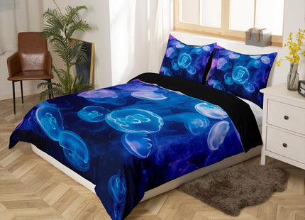 Erosebridal Jellyfish Bedding Duvet Cover Sets Full Size, 3D Jellyfish Comforter Cover Set, Soft Microfiber Under Sea Wildlife Bedding Decorative 3 Piece with 2 Pillowcases, Ocean Animal Quilt Cover