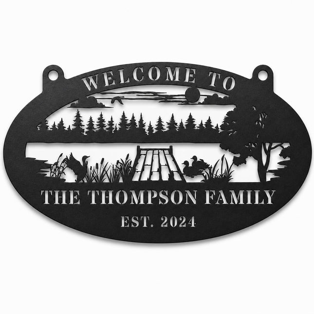 Personalized Lake Dock Metal Sign Custom Outdoor Family Lake Lot Sign for Dock Boathouse Cabin Cottage Lakeside Wall Decor Gift for Lake House Owners