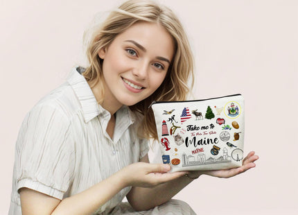 YULUENZE Take Me To Maine Print Canvas Cosmetic Bag