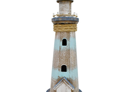 Morning View Wood Lighthouse Decor Table Nautical Lighted Light House Beach Coastal Ocean Seaside Marine Themed Home Decoration Lake House Bathroom Shelf Centerpiece