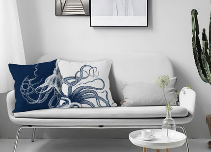 HIWX Coastal Pillow Covers, Nautical Pillow Covers, Nautical Coastal Octopus Pillows Decorative Pillowcase Throw Pillow Cover 18 x 18, Ocean Beach Octopus for Sofa Bed Room Home Decor Set of 2