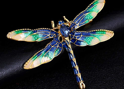 Gleamart Enamel Dragonfly Brooch Insect Animal Dragonfly Pins for Women Blue with Green