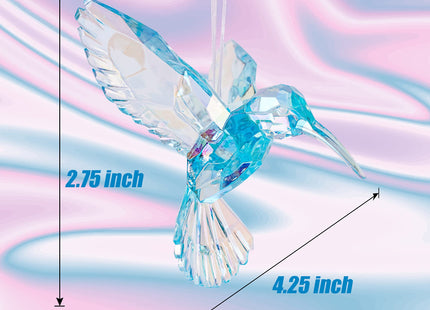 6 Pieces Hummingbird Ornaments Acrylic Hummingbird Figurines Large Crystal Pendants Shiny Iridescent Purple, Blue and Clear Bird Decoration