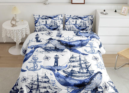 Feelyou Kids Whale Comforter Set Full Size Ocean Bedding Set Boys Girls
