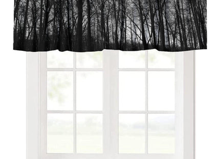 SHElifestyle Gothic Black Forest Window Valance Curtain, Gloomy Dark Forest Foggy Mysterious Pine Black Tree Forest Valance for Farmhouse Bedroom Living Room Kitchen 54x18inch