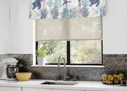SODIKA Kitchen Curtain Valance for Windows Nautical Theme Sea Turtle Coral 1 Panel, 54 x 18 Inch Rod Pocket Valance Window Treatments Short Curtains for Bathroom Bedroom