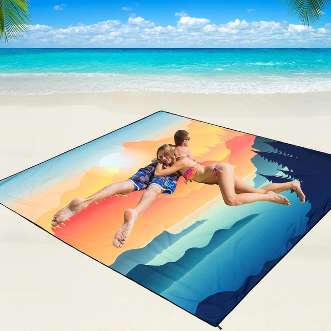 WIWIGO Beach Blanket Mat Waterproof Sandproof for 2-8 Adults Quick Drying