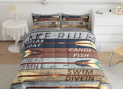 Feelyou Lake Rules Paddle Comforter Set Twin Size Boys Girls Kids Bedding