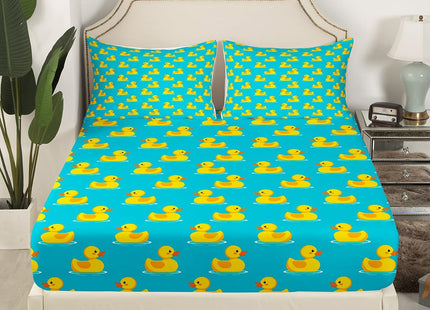 Erosebridal Cartoon Animal Sheet Set for Kids Boys Girls Toddler,Cute Duck Bed Sheets,Goose Duck Bedding Set Twin,Cabin Lodge Farmhouse Fitted Sheet + Top Sheet + 1 Pillowcase Bedroom Decor