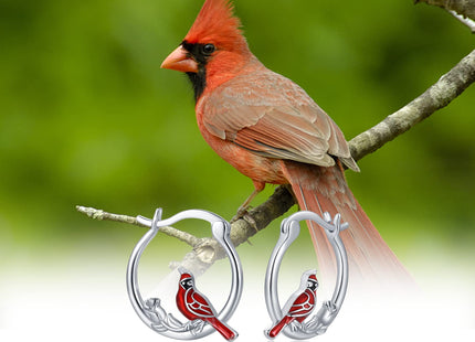 Cardinal Earrings Sterling Silver Hypoallergenic Hoop Earrings for Sensitive Ears Cardinal Jewelry Gifts for Women