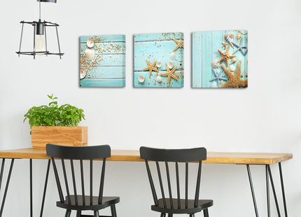 Nachic Wall Seashell Wall Art Starfish Pictures Teal Bathroom Decor
