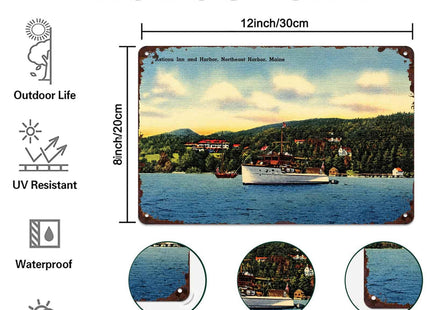 Asticou Inn Harbor Maine Vintage Metal Wall Art Signs 8X12 Inch