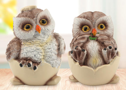 Restynic Owl Figurines Decor, 2 Piece Resin Owl Shelf Statues