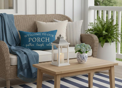 PANDICORN Outdoor Lumbar Throw Pillow Covers 12x20 Set of 2, Ocean Blue