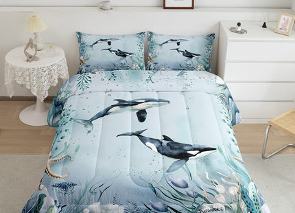 Erosebridal Killer Whale Orca 7 Piece Comforter Set Full Bed in A Bag