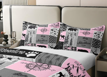 Erosebridal Retro Cabin Rustic 100% Cotton Duvet Cover Farmhouse Lodge Bear Comforter Cover Full Size Hunting Wild Animal Bedding Set Buffalo Plaid Patchwork Bedclothes for Boys Teens Men Bedroom