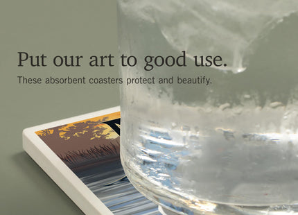 Lantern Press Maine, Loon Family (Absorbent Ceramic Coaster, Single, Cork Back, Kitchen Table Decor)