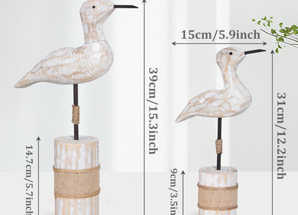 EVINIS Wooden Sea Birds Statues Coastal Decor, White Seagull Statues for Nautical Coastal Beach Ocean Home Decoration