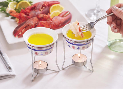 Nantucket Seafood Ceramic Butter Warmers, Nautical Design, Set of 2