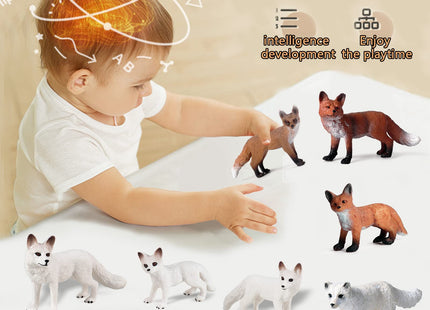 RCOMG 7PCS Fox Toy Figures, Plastic Forest Animals Fox Figurines Set Include Arctic Fox & Red Foxes Toys, Cake Topper Party Favor Gift for Kids Children Toddlers