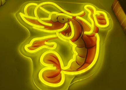 Thumbs Up Shrimp Neon Sign Funny Lobster LED Neon Lights for Room Wall Decor,Light Up Sign for Kitchen Bar Seafood Restaurant Decor