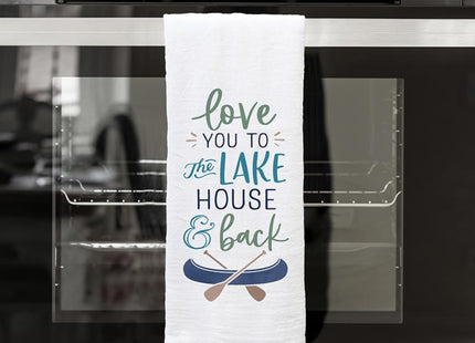 P. Graham Dunn Kitchen Towel - Absorbent Cotton Tea Towel - Love You to the Lake House & Back Canoe Design, 16" x 28"