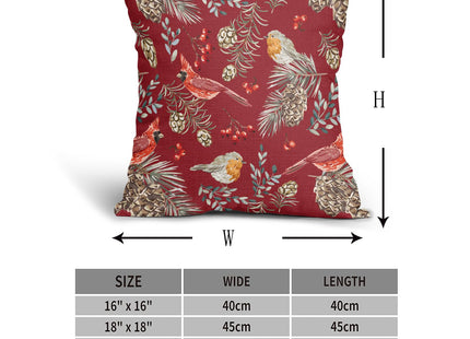 Kawani Christmas Pillow Covers 16X16 Inch Red Cardinal Pinecone Berry Leaves Decorative Pillow Cases Set of 2 Winter Xmas Throw Pillows Seasonal Farmhouse Home Decor for Sofa Couch Cushion Outdoor