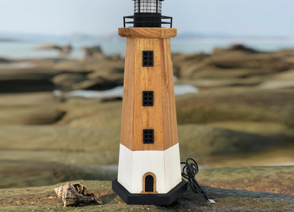 Wooden Lighthouse Decor with LED Light Nautical Tabletop Centerpiece