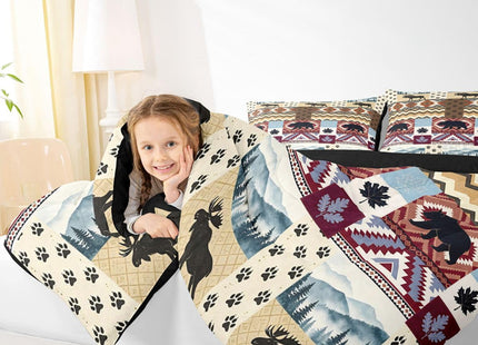 Feelyou Rustic Bear Comforter Set Kids Wild Animal Cute Deer Comforter