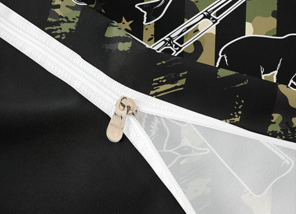 Erosebridal Hunting American Flag Bedding Set for Hunter,Camo Bear Deer Duck Twin Comforter Cover for Men Fishing Bass Fish Duvet Cover Army Green Camouflage Animals Bed Set 1 Pillow Case