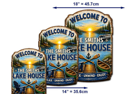 Wrappiness Custom Welcome to Our Lake House Sign, Wooden Plaque Home Decor
