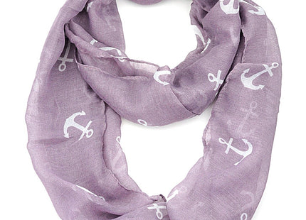 NYFASHION101 Women's Nautical Marine Anchor Print Infinity Scarf Cowl