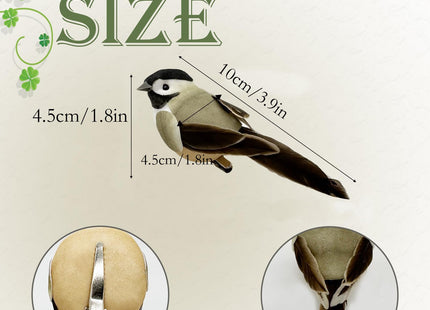 6pcs Artificial Chickadee Birds 4Inch Clip on Bird Ornaments for Christmas Tree Decoration Wreaths Craft Home Party Decor Figurines
