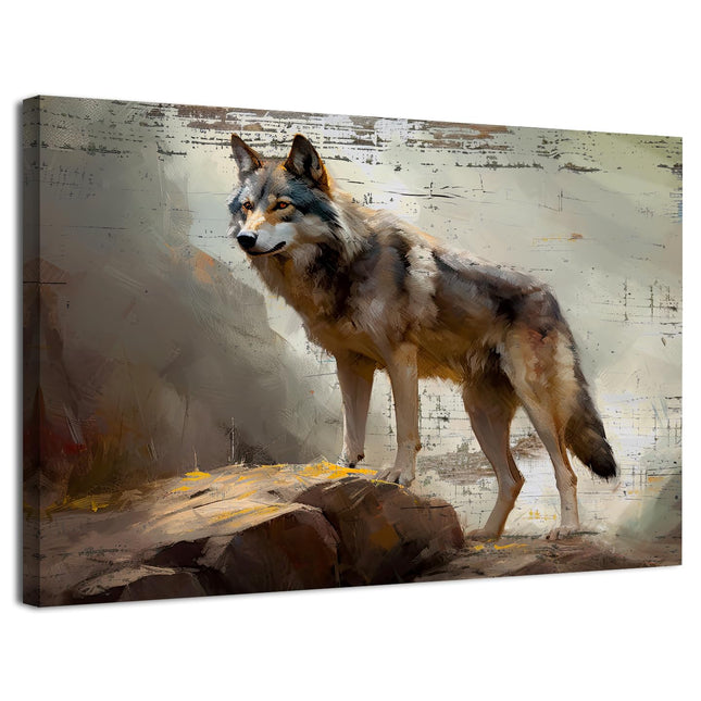 Wolf Wall Art for Living Room Rustic Cabin Decor Wolf Canvas Prints Poster Wildlife Decor Farmhouse Animal Painting Minimalist Animals Portrait Artwork for Bedroom Bathroom Home Decorations 12x16"
