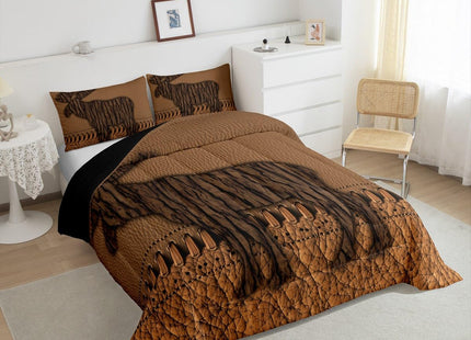 Oak Bark Moose Comforter Set Hunting Woodland Animal Twin Bedding Set For Boys Adults Men Rustic Patchwork Brown Cowhide Leather Bed Comforter Set Country Farmhouse Quilt Duvet Insert 1 Pillow Case