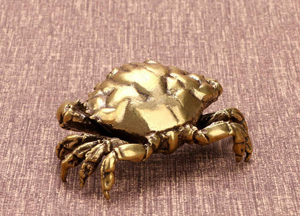 Kisangel Brass Crab Figurine Animal Sculptures and Statues Fish Tank Ornaments Feng Shui Statue Collection Home Decor (Golden)
